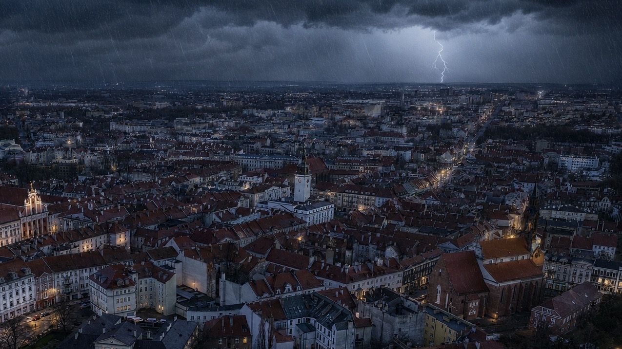 Niespokojna pogoda prognozowana nad Kaliszem. IMGW ostrzega! Burze, ulewy i silny wiatr